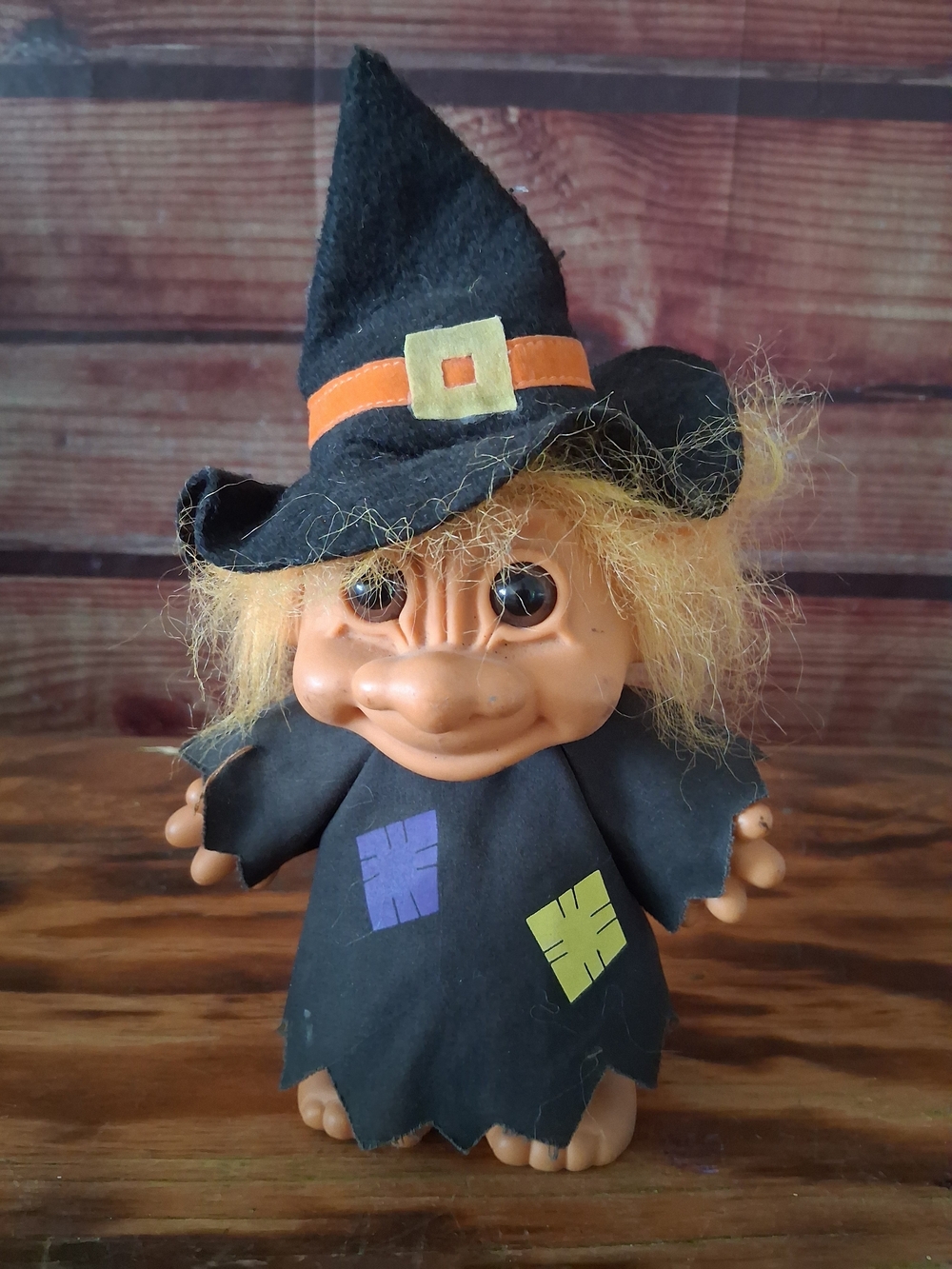 Vintage Black Witch Troll Doll
